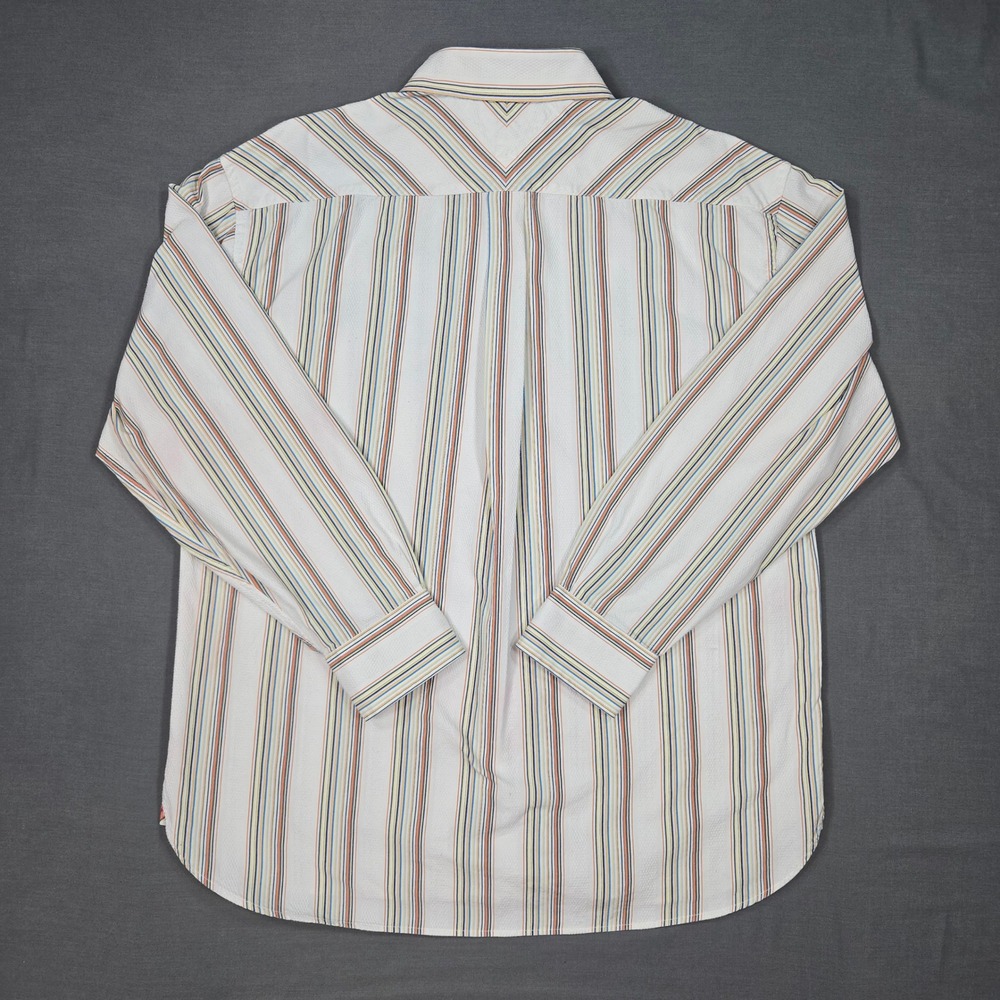 Tommy‎ Hilfiger Mens XL Striped Button Up Shirt 80s 2 Ply Fabric Cotton - Picture 3 of 13